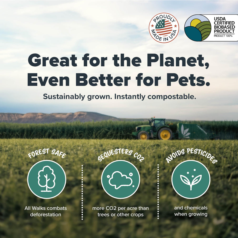 All Walks Hemp Bedding is biodegradable and compostable for eco-friendly cleanup.
