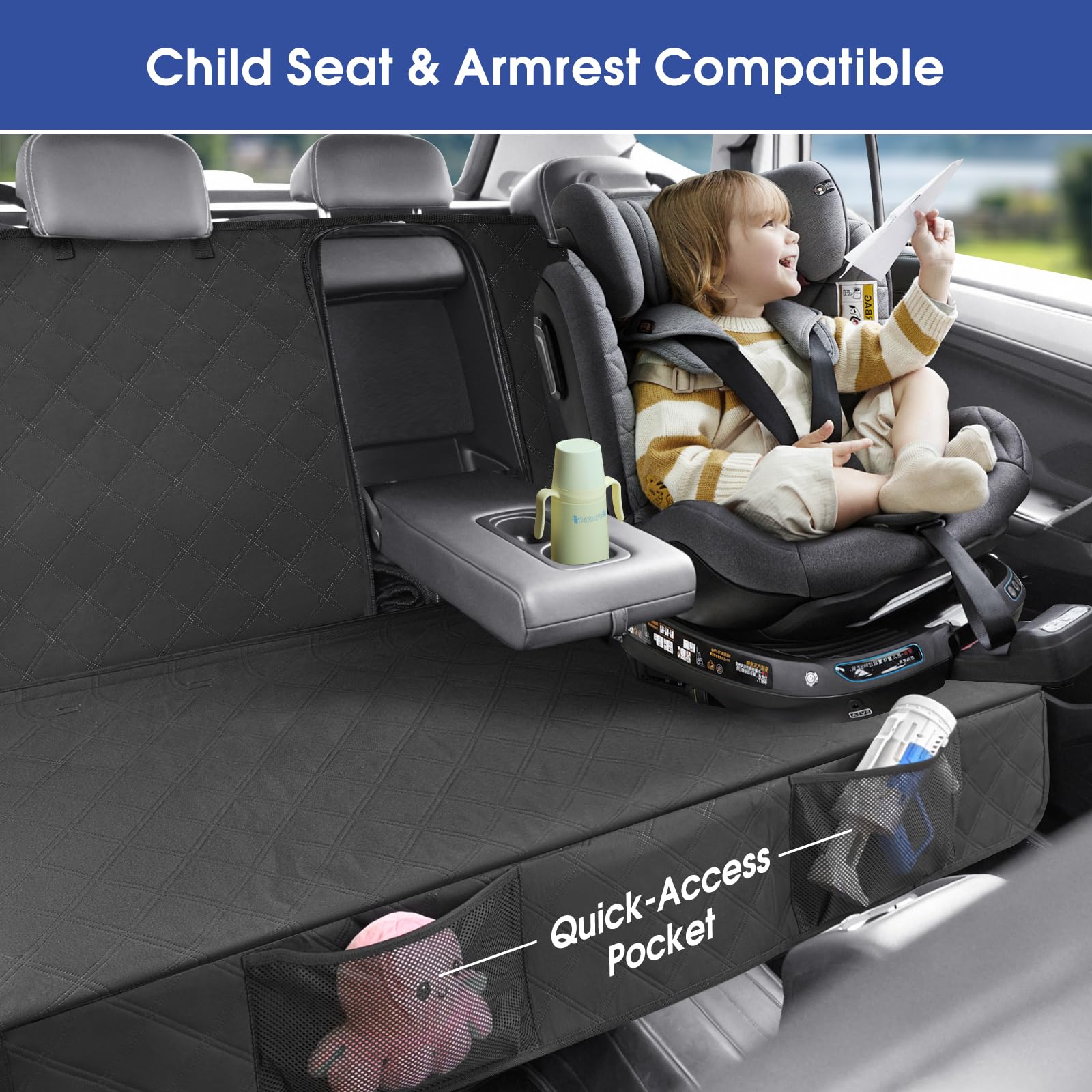 ALLANSING upgraded 900D dog back seat cover anti-slip base in action