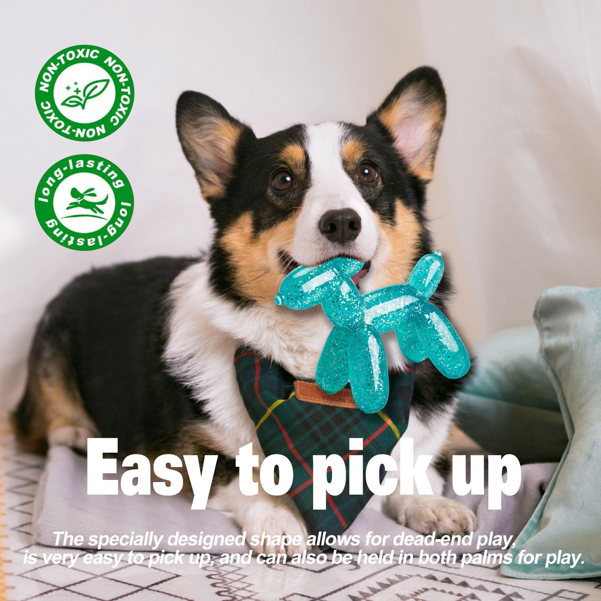 Allcoke balloon dog chew toy green—photogenic moments during daily play.