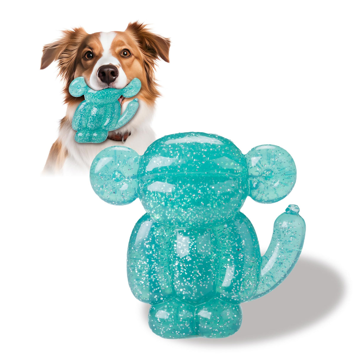 Allcoke Monkey dog chew toy front view shows durable rubber for aggressive chewers.