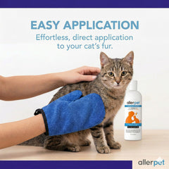 Allerpet Aloe Vera Free grooming mitt ready for waterless dander cleanup.