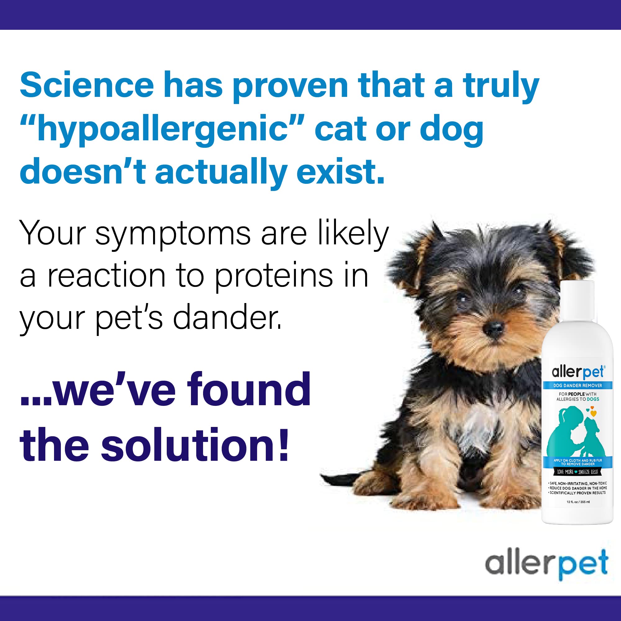 Allerpet applicator mitt for gentle, mess-free dander treatment.