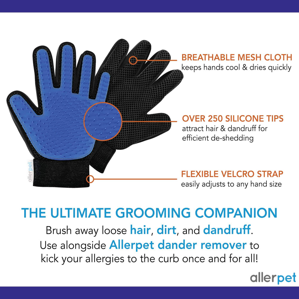 Allerpet solution being worked into fur with cloth for fragrance-free use.