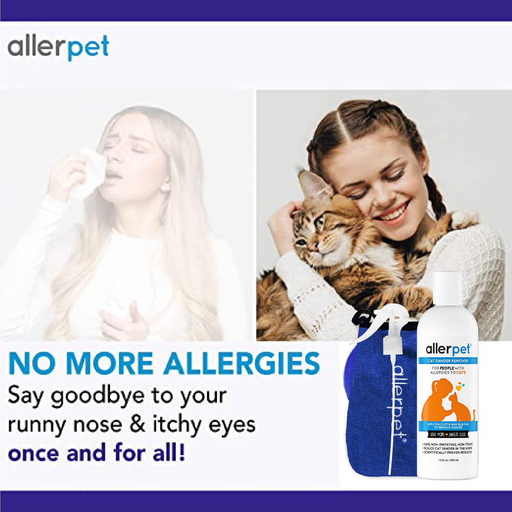 Allerpet cat fur dander removal close-up demonstrates safe allergen control.
