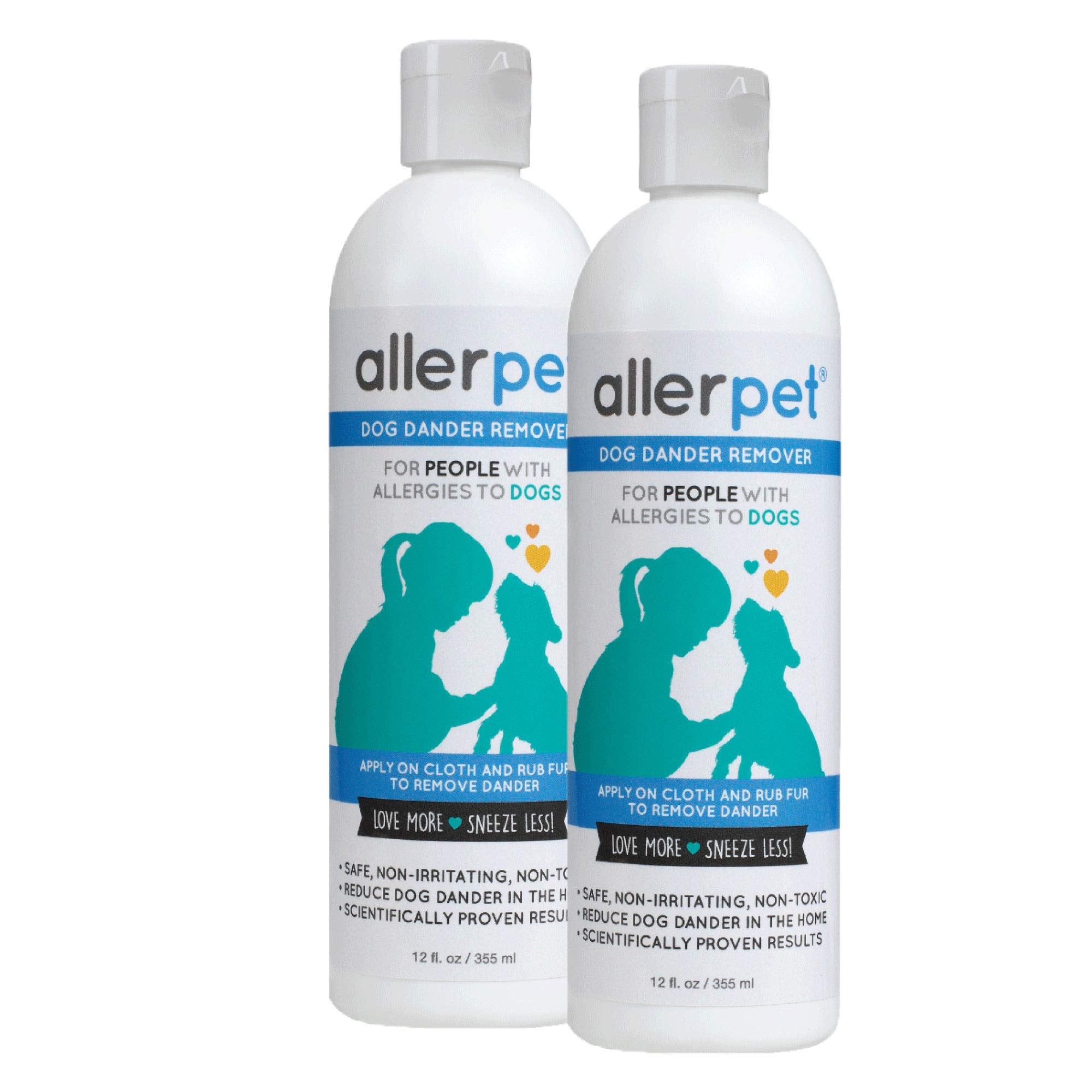 Allerpet Dog 12-oz bottle 2-pack for weekly use to help manage pet allergens.
