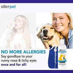 Allerpet label highlights green tea, chamomile, rosemary ingredients