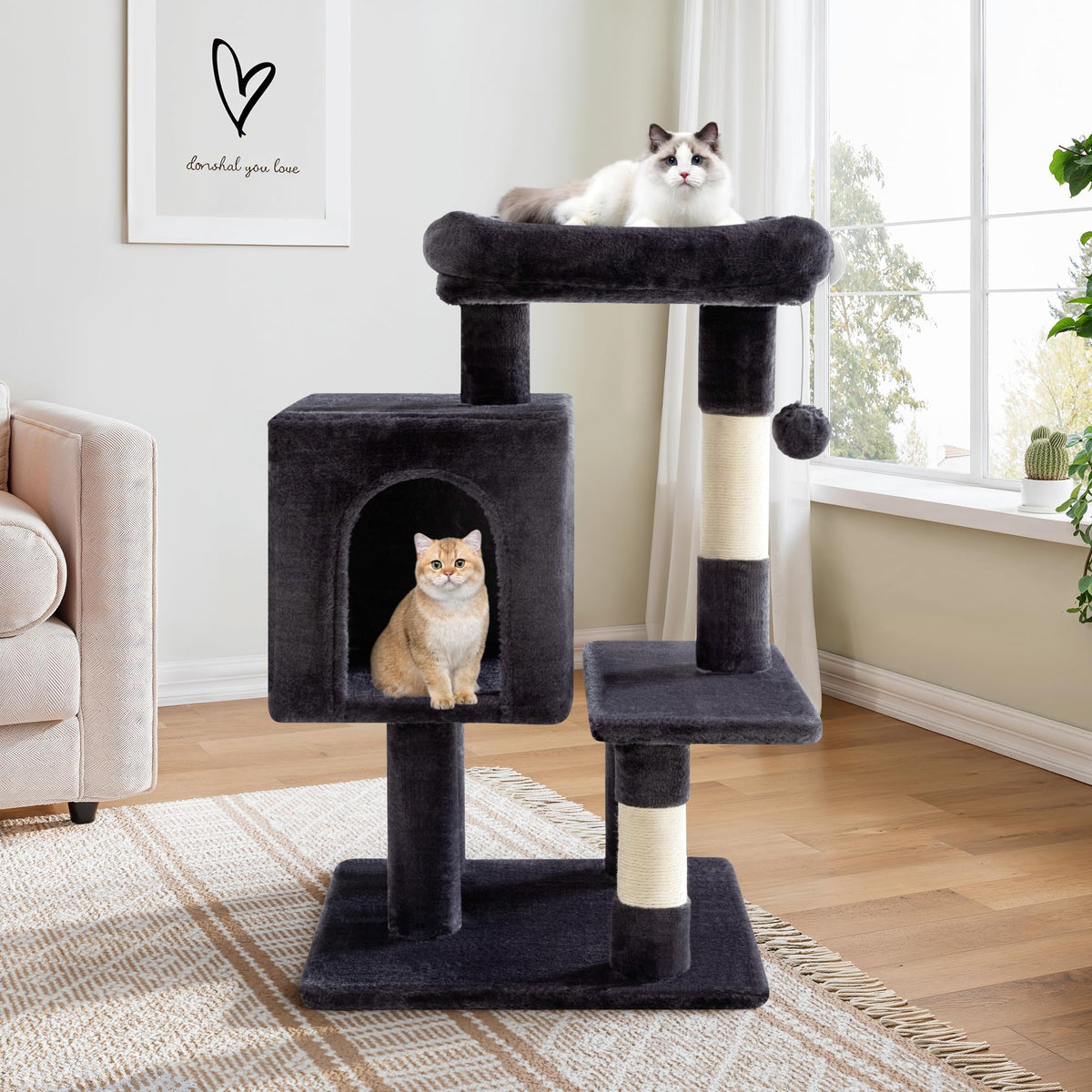 Allewie 29-inch cat tree multilevel tower offers engaging play and rest for indoor cats.