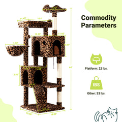 Allewie 64-inch cat tree with sisal posts encourages scratching to protect furniture