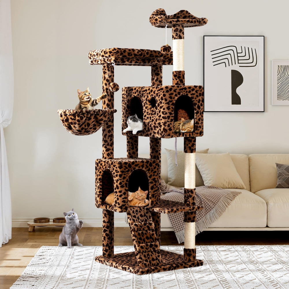Allewie 64-inch cat tree top perch provides a spacious lounging area for big felines
