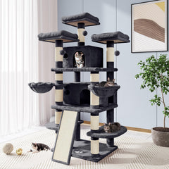 Allewie 68-inch cat tree condo: secure resting space for big cats.