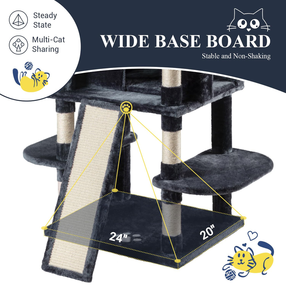 Allewie 68-inch cat tree for multiple cats: shared playground and rest area.