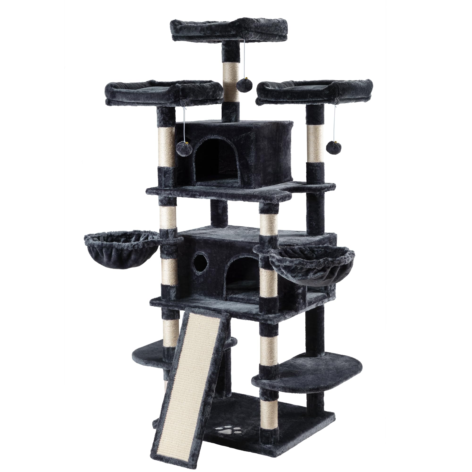 Allewie 68-inch cat tree large cat enjoyment: impressive climb and lounge options.