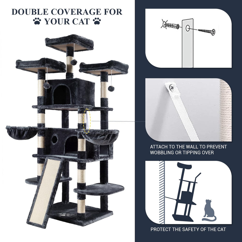 Allewie cat tree particle board covering: skin-friendly plush comforts.