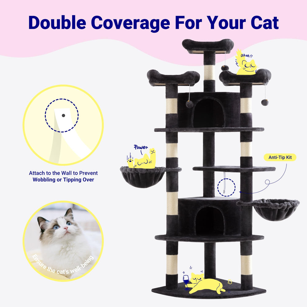 Allewie 73in multi-level perches offer perching and room observation for cats