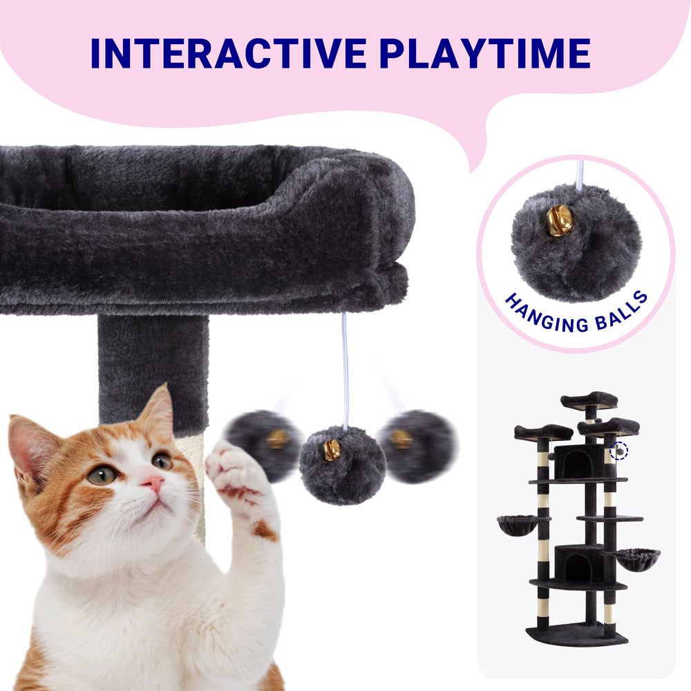 Allewie 73in soft plush surface provides cozy retreat for cats