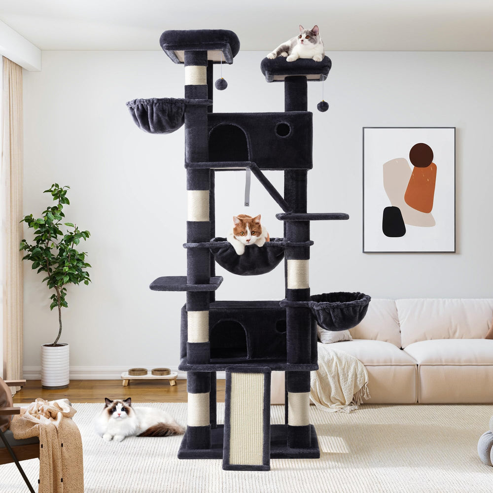 Allewie 81-inch cat tree multi-level playground encourages vertical exploration and play.