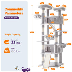 Allewie cat tree with private condos and a hammock for lounging.