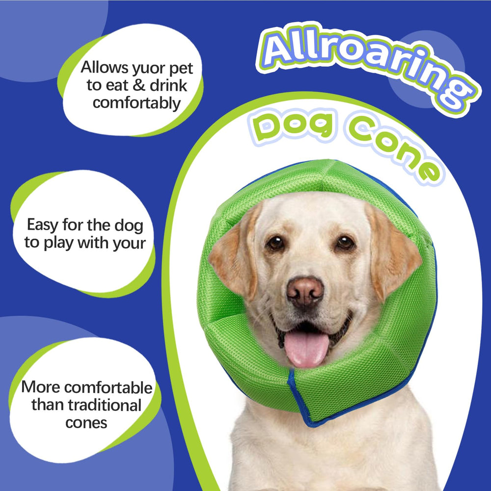 Allroaring soft fabric cone keeps dogs comfortable during recovery.