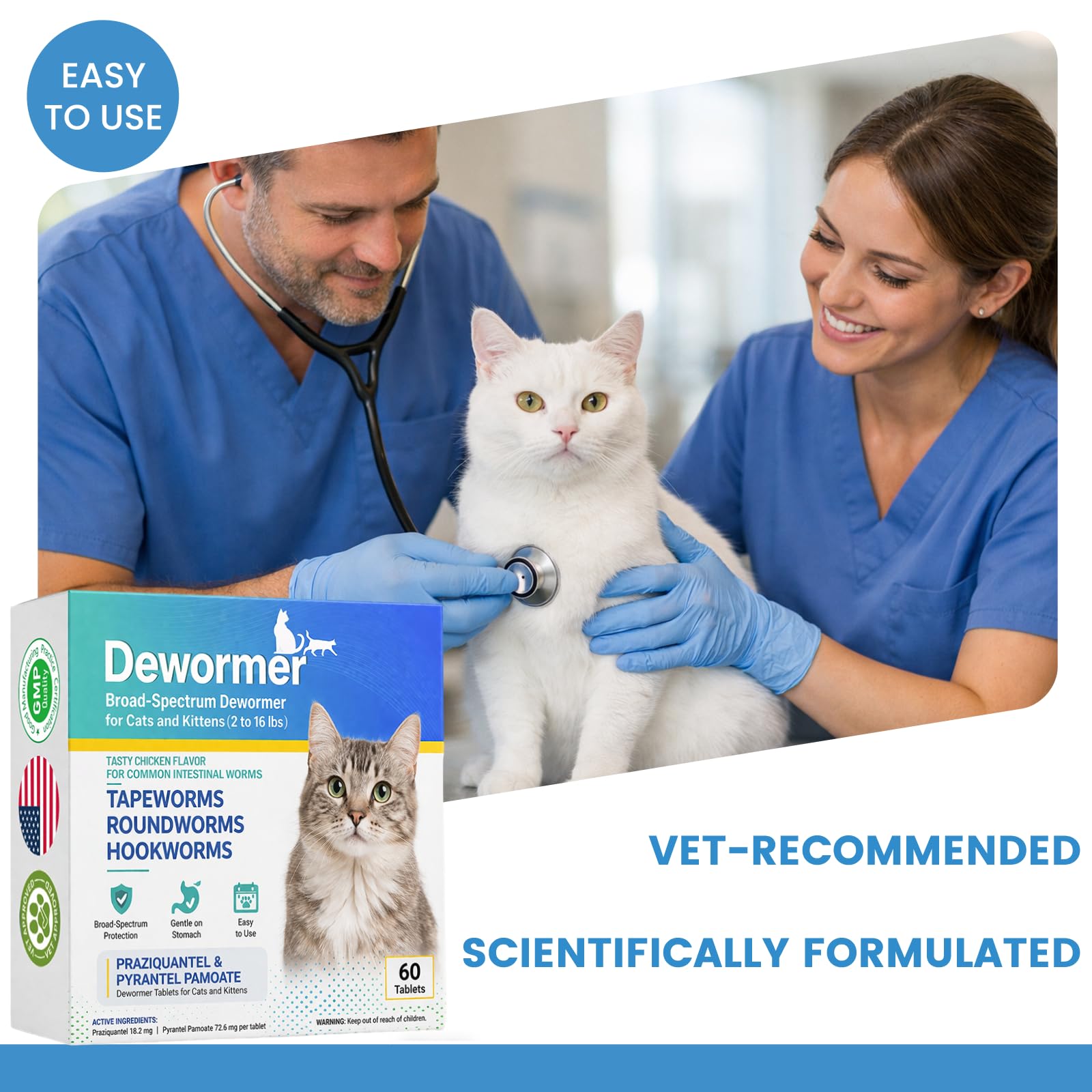 Happy, comfortable cat after a gentle deworming routine