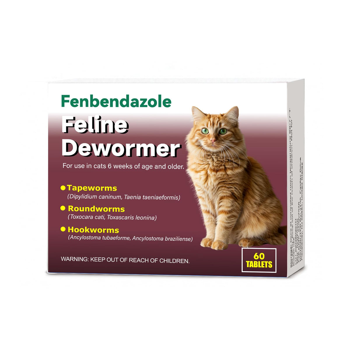 Alltripal dewormer packaging with 60 tablets for cats, convenient home parasite management.