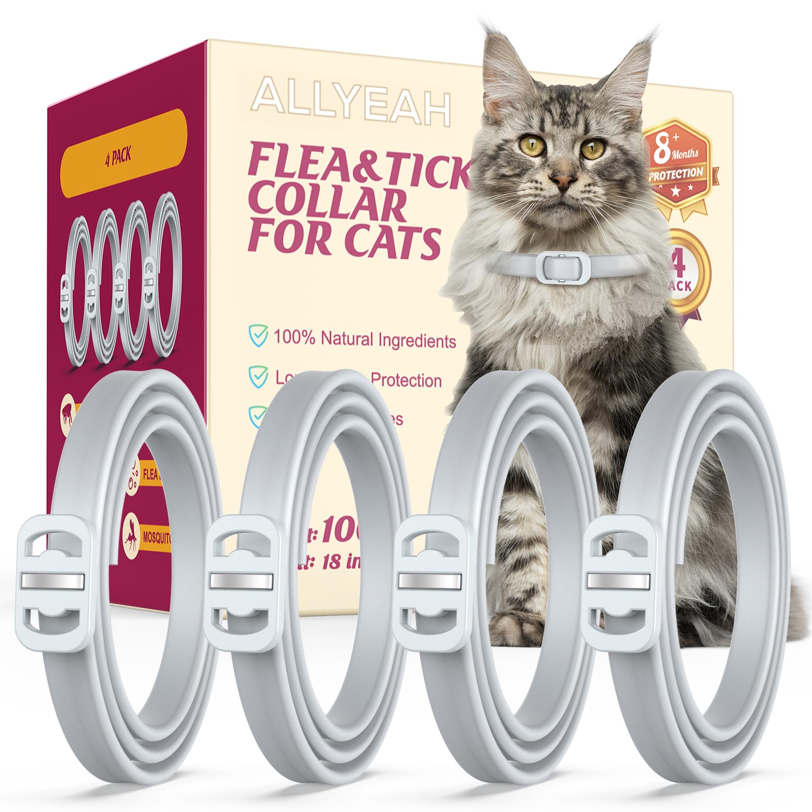 Allyeah natural flea collar for cats packaging shows eco-friendly design and protection.