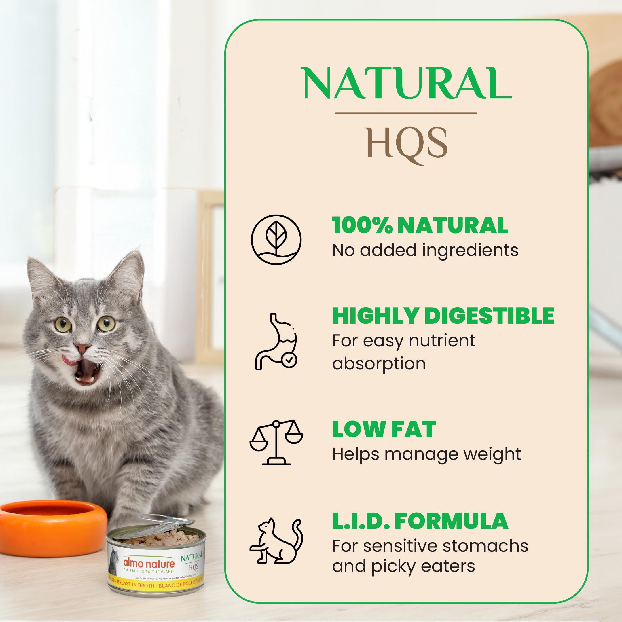 Almo Nature HQS Natural Wet Cat Food rotation flavors image—appealing variety for taste exploration