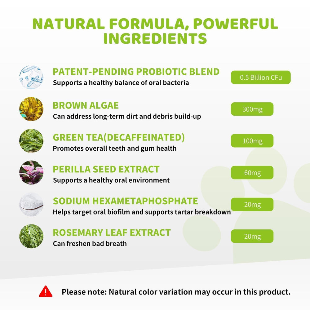 Aloevia powder dispensed on wet food demonstrating brush-free cleaning.