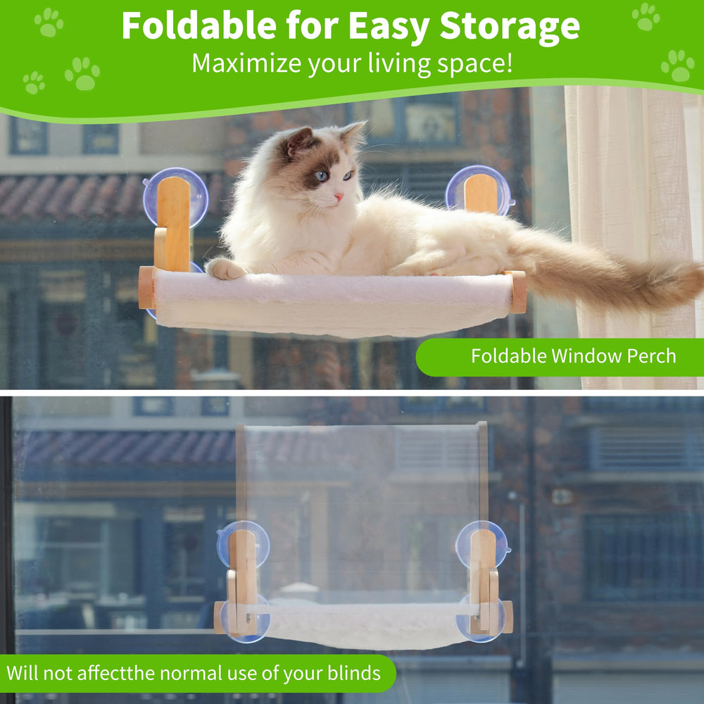 Aloxina cat window perch cushion close-up shows plush rabbit fur.