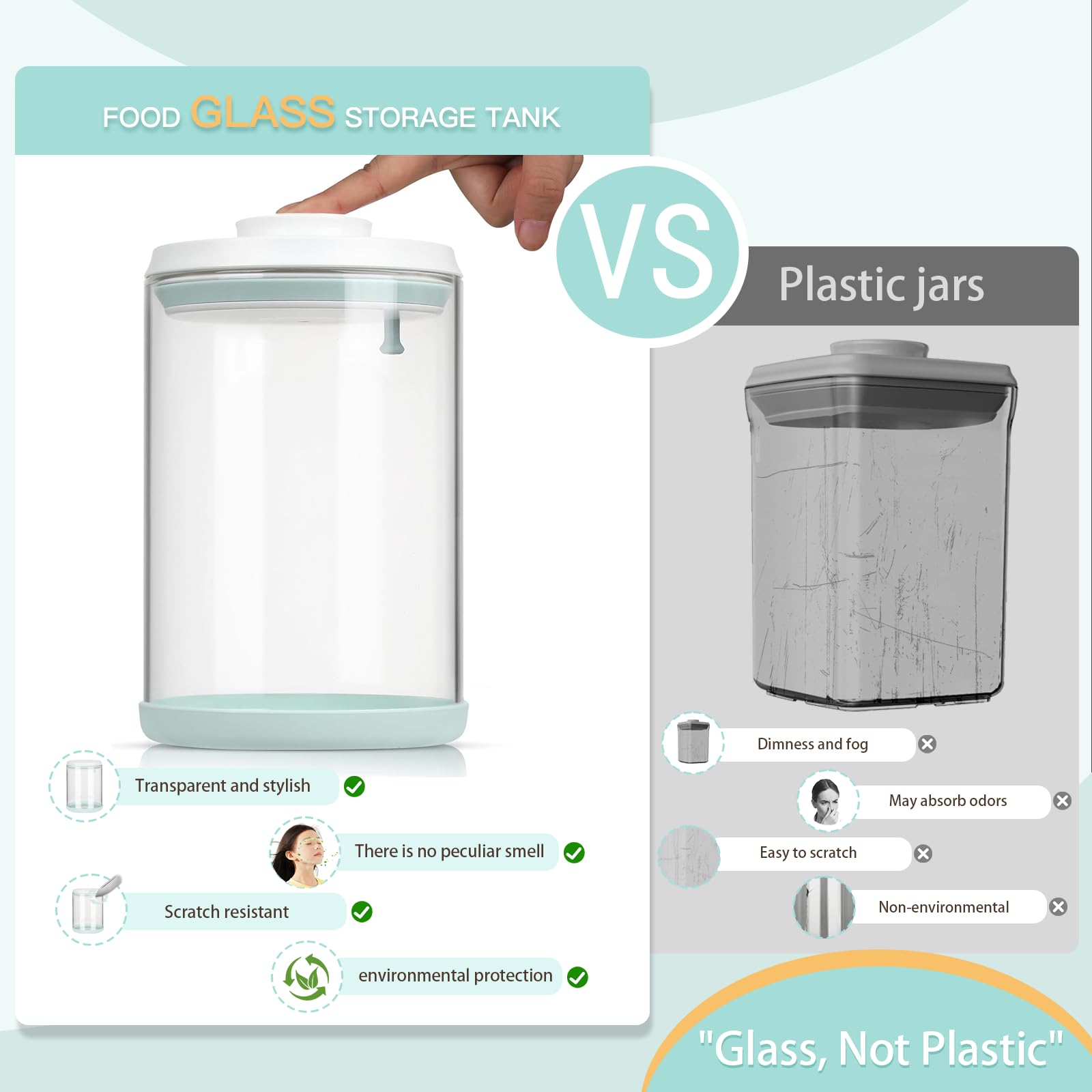 Aloxina glass jar with wide mouth for easy scooping and pouring.