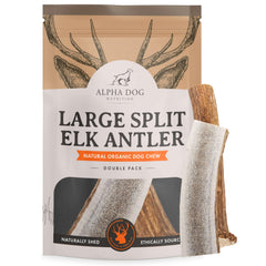 Alpha Dog Nutrition elk antler chews large split — durable, long-lasting chew for dogs