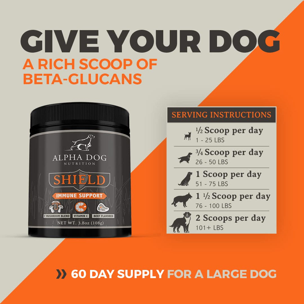 Alpha Dog Shield Allergy serving spoon pouring powder for immune support