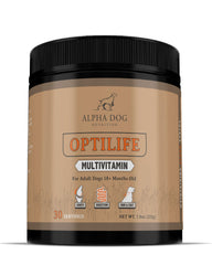 Alpha Dog OptiLife tub front for easy daily dosing and vitality.
