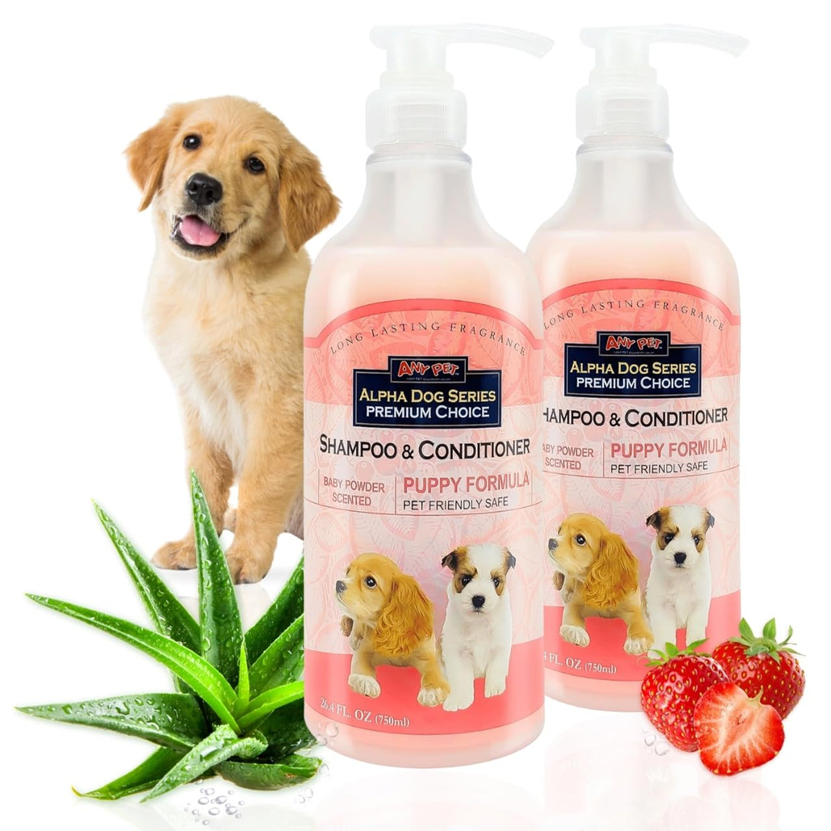 Alpha Dog Series natural puppy shampoo bottle pour for tear-free cleansing