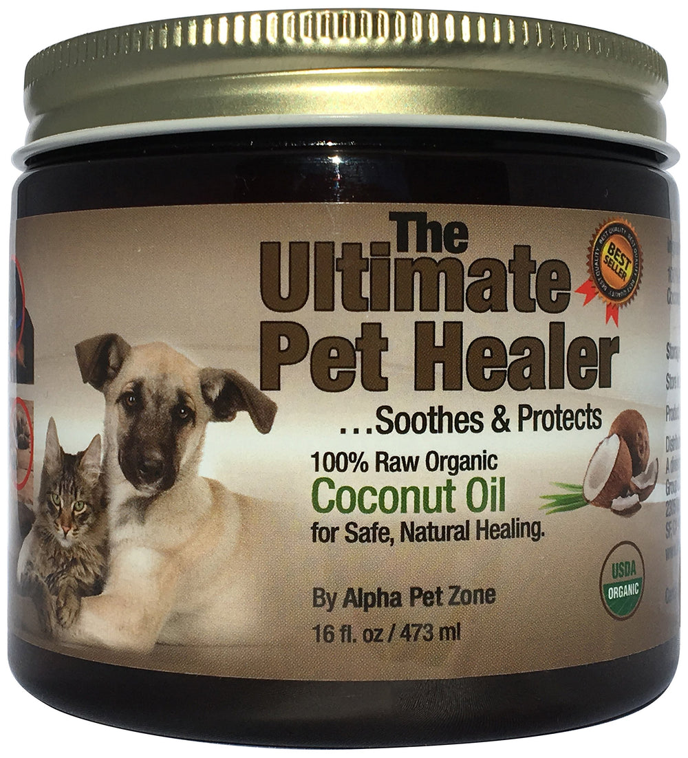 ALPHA PET ZONE coconut oil bottle pour for dogs and cats, easy topical care.