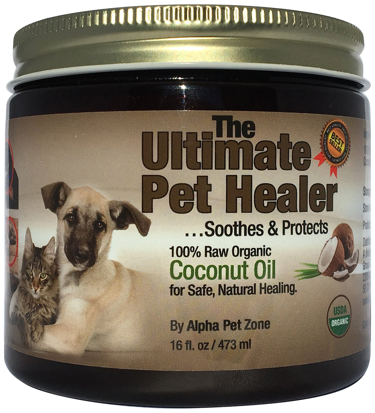 ALPHA PET ZONE coconut oil bottle pour for dogs and cats, easy topical care.