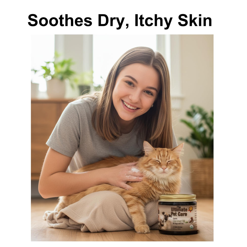 ALPHA PET ZONE coconut oil dry skin application, soothing hotspots with massage.