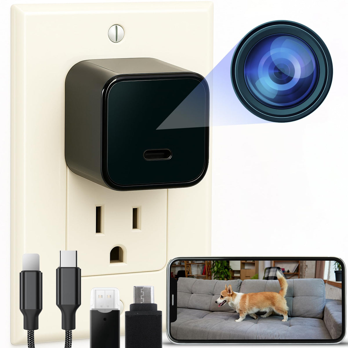ALPHA TECH Indoor Camera with 160-degree wide view for broad room coverage