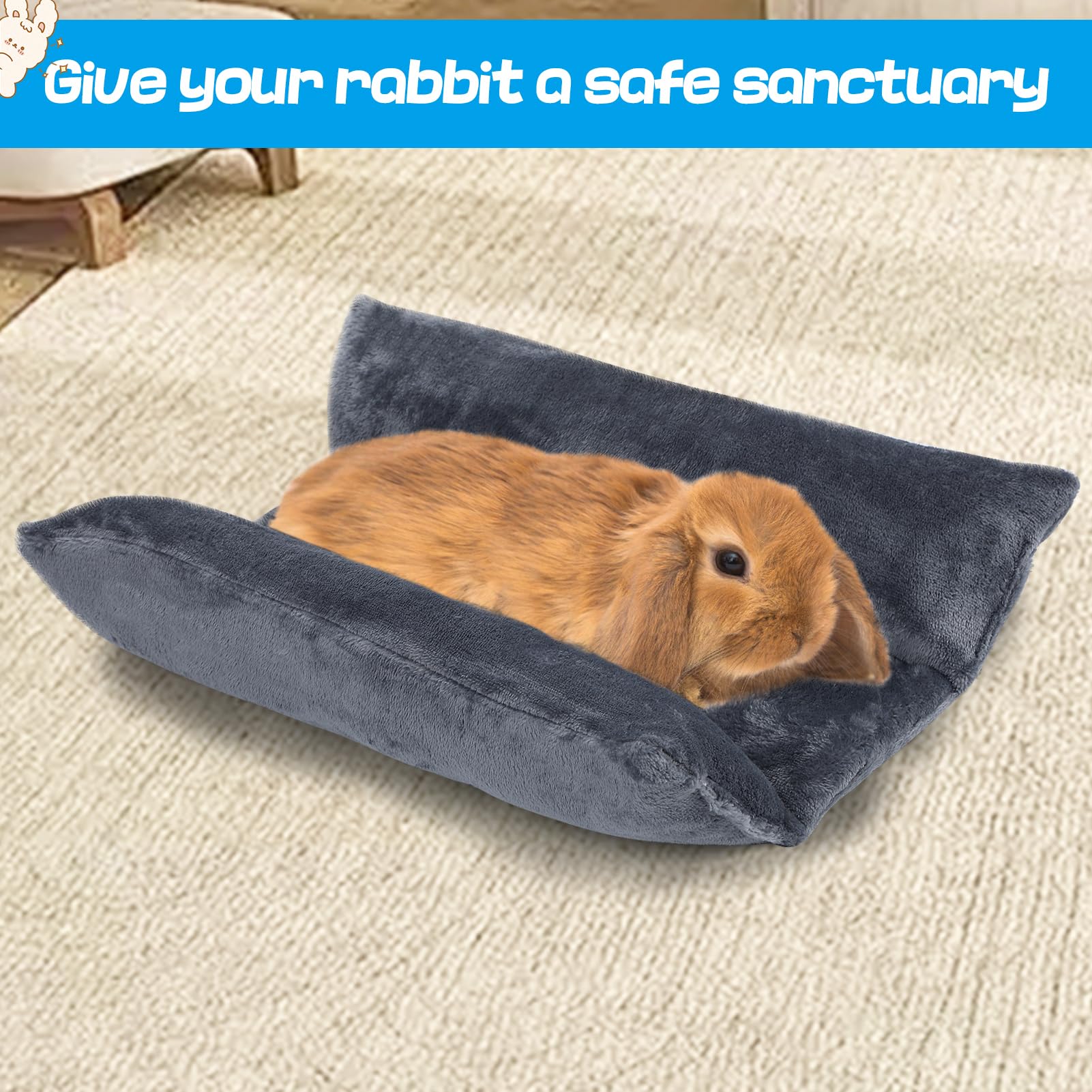 Alphatool Soft Bunny Bed measures 15.7 by 14 inches for small pets.