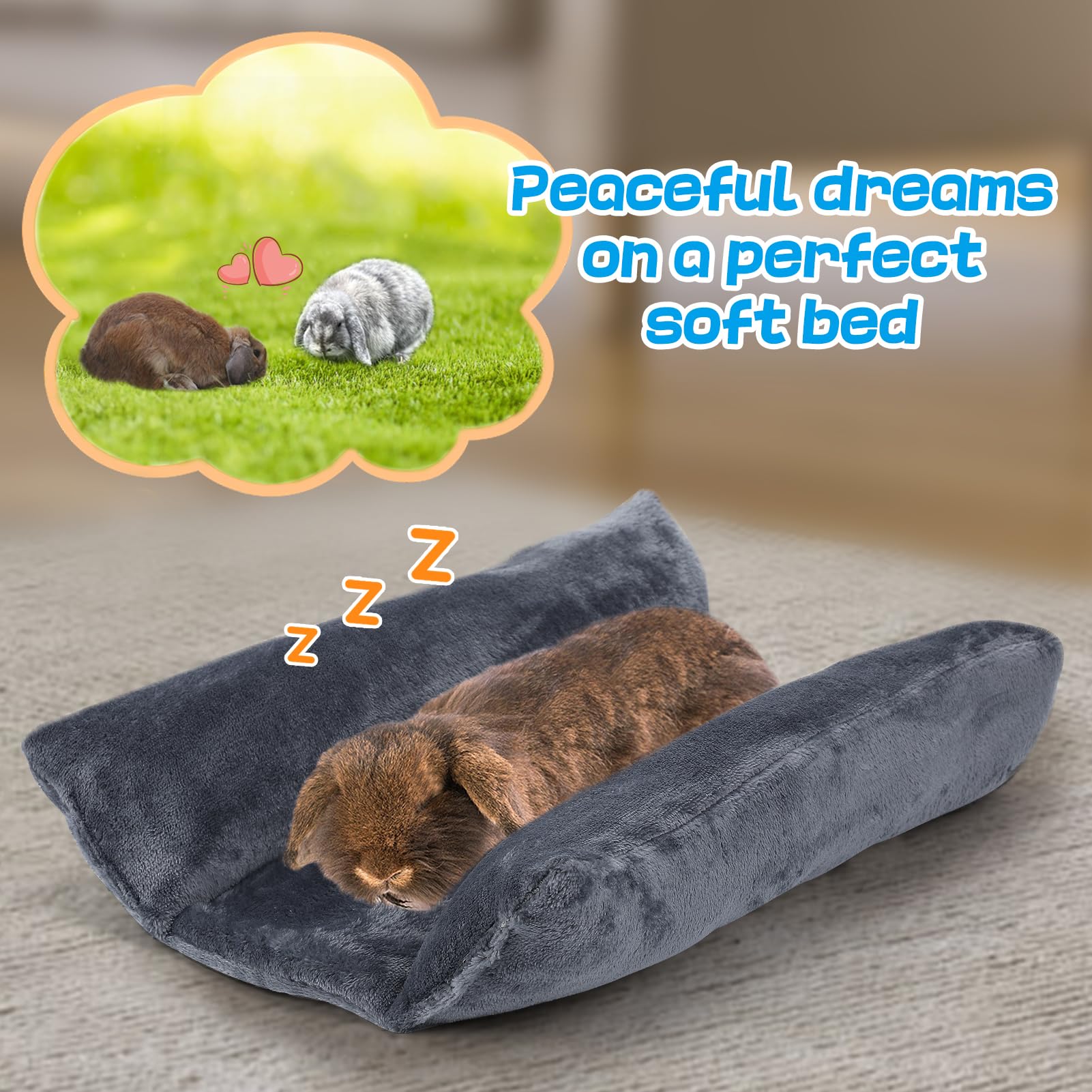 Alphatool Soft Bunny Bed uses cotton filling for cushioned support.