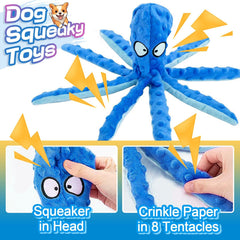Alphatool squeaky purple octopus dog toy for hunting instincts and exercise