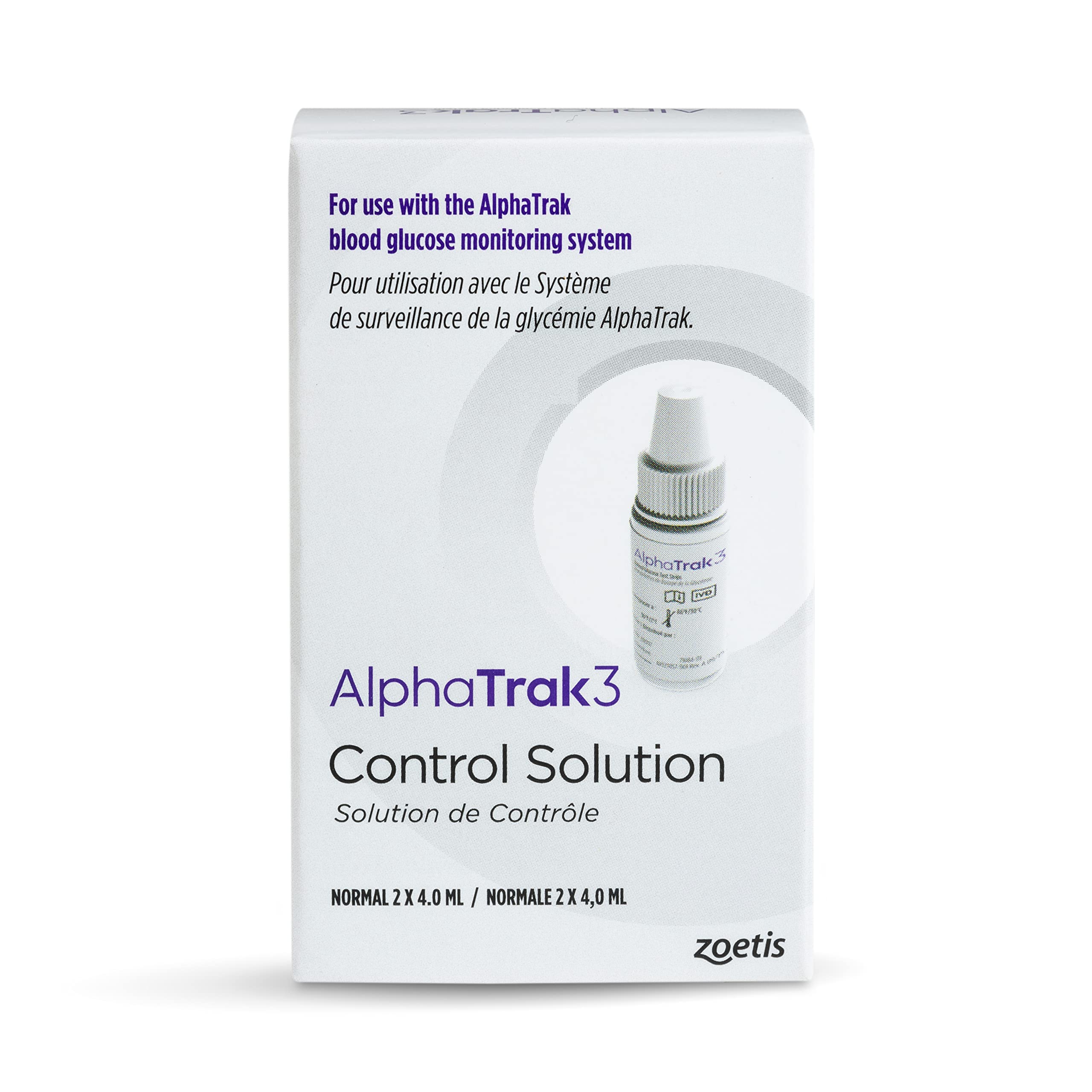 AlphaTrak 3 control solution bottle front view for quick meter accuracy check.