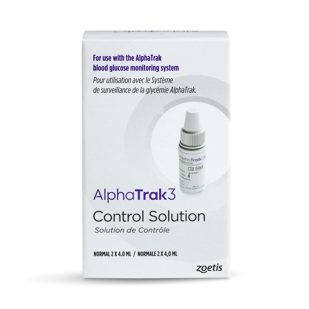 AlphaTrak 3 control solution bottle front view for quick meter accuracy check.