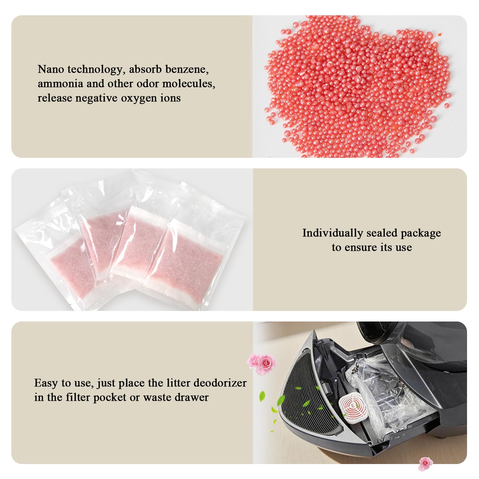 ALS AILISUO compatible with Litter-Robot 4 filter pockets for at-source odor reduction.