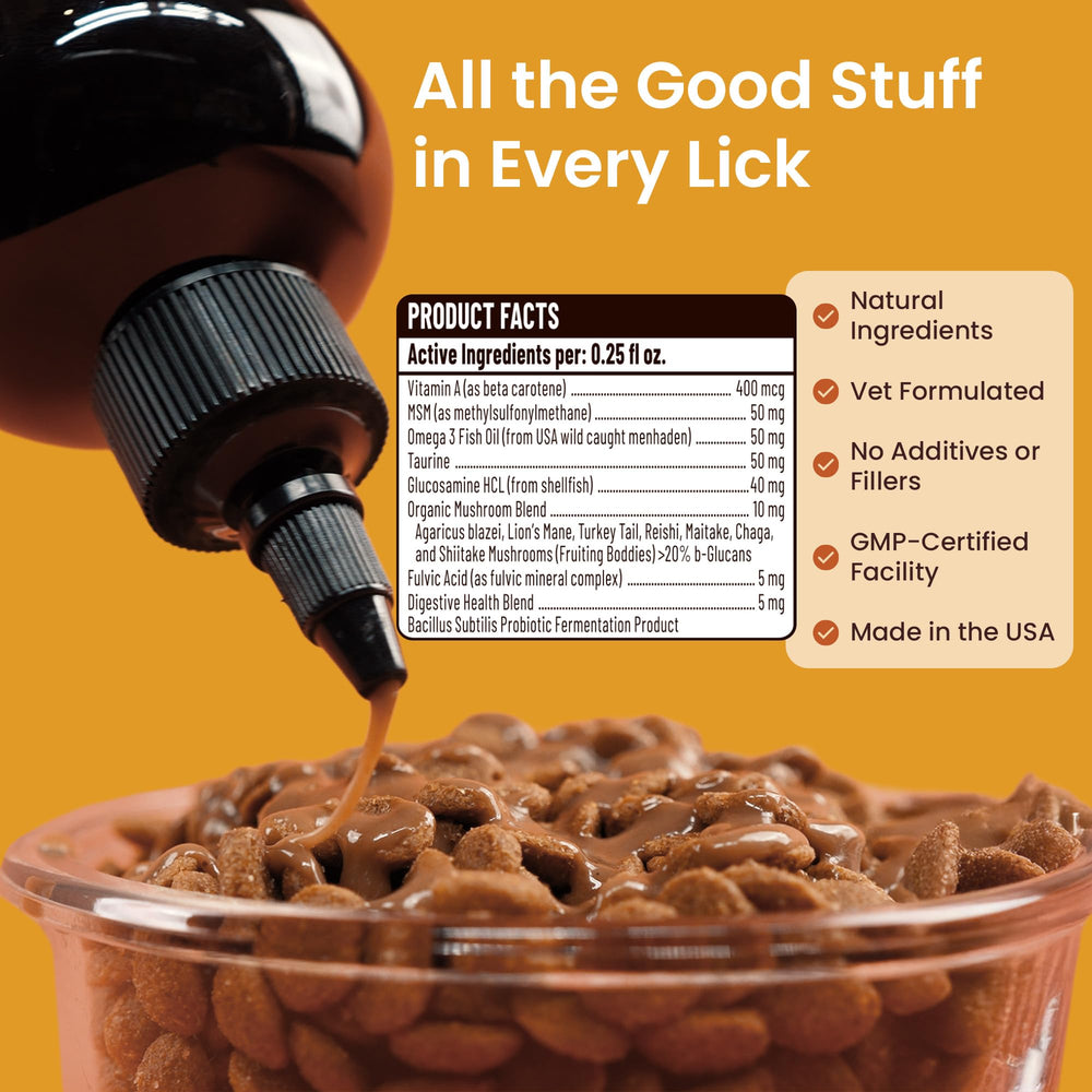 Close-up dispensing Altira Everyday Cat Gravy over kibble for daily use.
