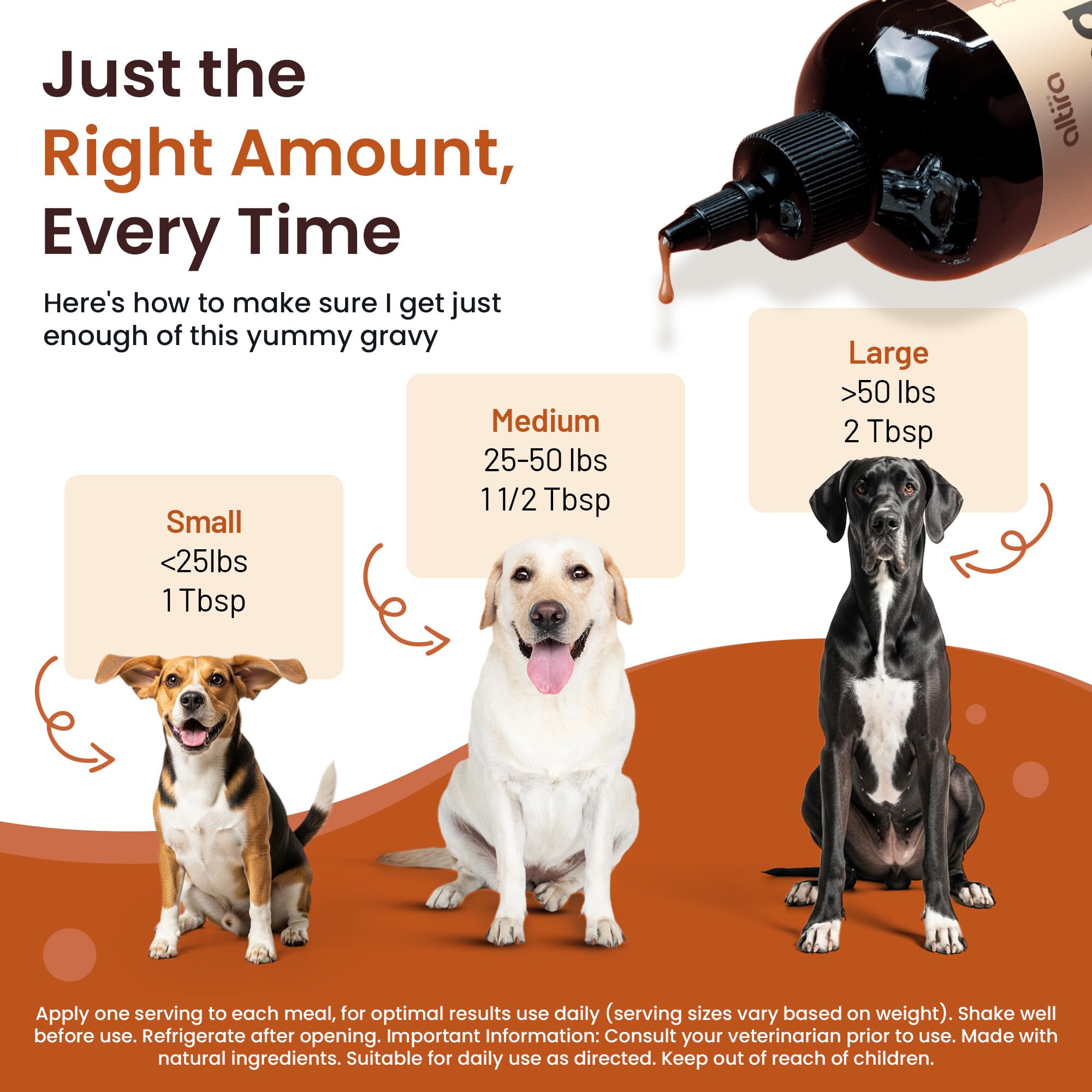 Altira Everyday Dog Gravy probiotics and electrolytes shown for digestion balance.