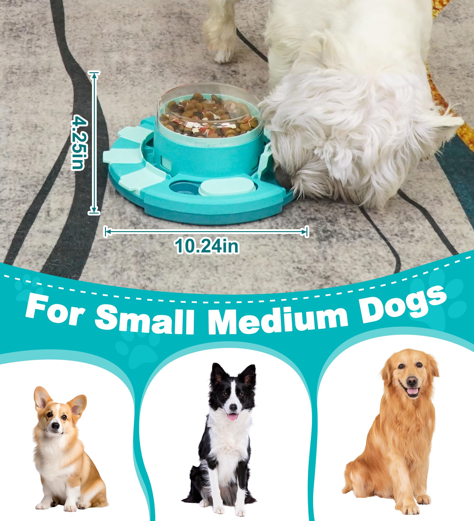 Aluckmao dog puzzle toy dry food compartment supports mealtime variation.