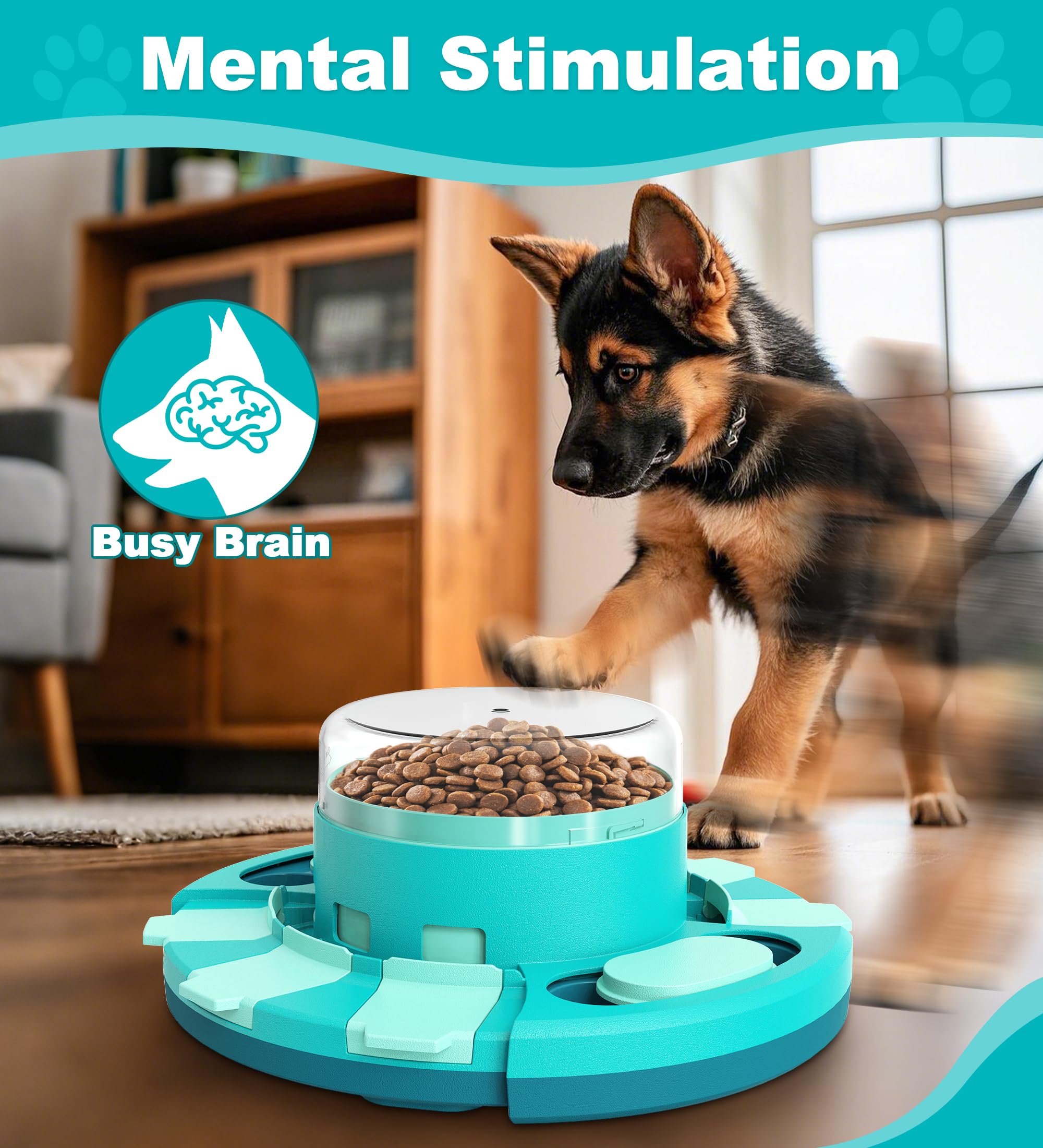 Aluckmao dog puzzle toy in action demonstrates interactive enrichment.