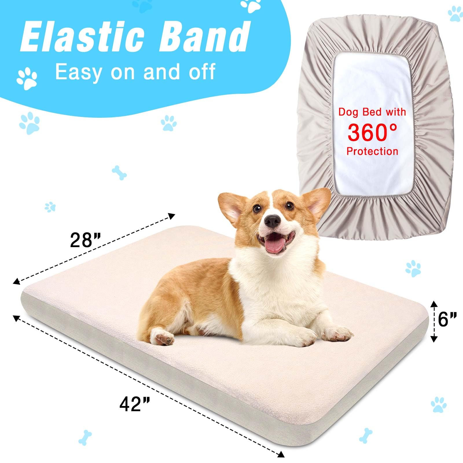 Two-pack ALWZ-RDY beige dog bed covers stacked for convenient rotation.