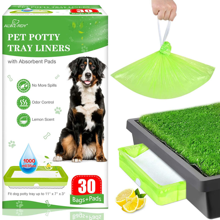 ALWZ-RDY lemon scented pet loo liner pack shot for odor control and disposal ease