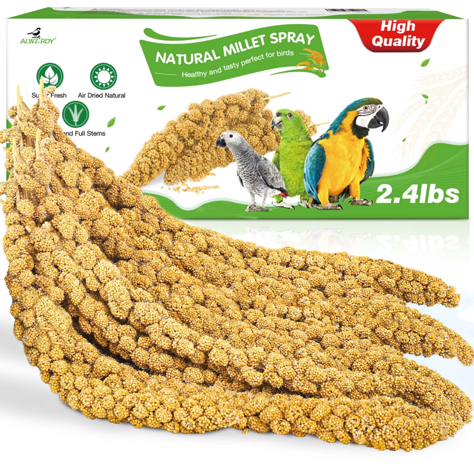 ALWZ-RDY millet spray in a 2-4 lb box, ready for birds